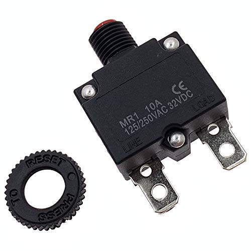 Yoiilnz 2Pcs 125-250VAC 32VDC Push Button Circuit Breaker 10Amp Thermal Overload Protector Manual Reset Thermal Circuit Breaker 10A Fuse
