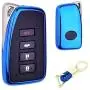 Royalfox(TM) 2/3/4 Buttons Soft TPU Smart keyless Remote Key Fob case Cover Shell for Lexus RX is CT GS NX ES RC RCF GSF es300 es330 es350 RC200 RC300 RC350 is300 is250 is350 (Blue)
