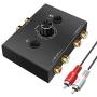 R/L Stereo Audio Bi-Directional Switcher 2 Input 1 Output, R/L Stereo Audio Switch Splitter 2 x 1/1 x 2, with Mute Button. No External Power Required