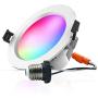 Smart LED Recessed Downlight, FVTLED 1pcs Wireless Bluetooth 9W 4 inch 700LM 2700K-6500K Dimmable RGBWC Multicolor Color 5 in 1 Ceiling Spotlight Can Light