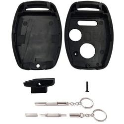 Key Fob Shell Replacement for Honda 3 Buttons Keyless Entry Smart Remote Control Car Key Case with Multi-Function Screwdriver Fit for Honda CR-V Odyssey Accord Crosstour Civic CR-Z Fit (Black)