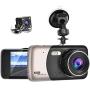 Dash Cam Front and Rear WZTO Backup Camera Dashboard Camera 170°Wide Angle Car DVR with 4 LCD Screen Dual Dash Cam with Night Vision WDR G-Sensor Parking Monitor Loop Recording Motion Detection