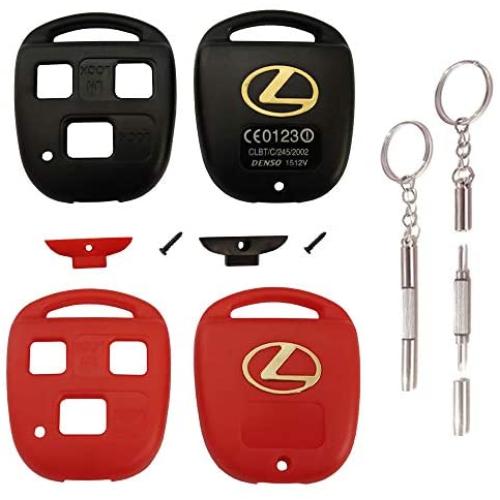 New Key Fob Shell Replacement for Lexus New 3 Buttons Keyless Entry Smart Remote Control Car Key Fob Shell with Multi-Function Screwdriver Fit for Lexus GS GX is LS LX RX SC (Black+red)