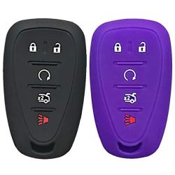 Qty(2) Alegender Slilicone 5-Buttons Smart Key Fob Cover Case Holder Remote Bag Protector Fit for 2017 2018 2019 Chevy Malibu Camaro Trax Traverse Sonic Cruze Volt Equinox Spark