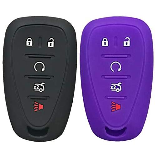 Qty(2) Alegender Slilicone 5-Buttons Smart Key Fob Cover Case Holder Remote Bag Protector Fit for 2017 2018 2019 Chevy Malibu Camaro Trax Traverse Sonic Cruze Volt Equinox Spark
