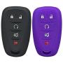 Qty(2) Alegender Slilicone 5-Buttons Smart Key Fob Cover Case Holder Remote Bag Protector Fit for 2017 2018 2019 Chevy Malibu Camaro Trax Traverse Sonic Cruze Volt Equinox Spark