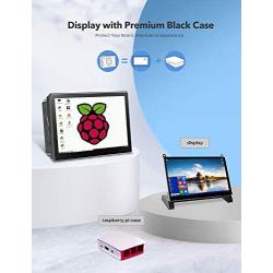 Raspberry Pi 7'' Touch Screen Display with Case - 1024x600 Support, Type-C, IPS 178° Ultra-Wide View Angle Monitor with Cooling Fan, 10 Finger Capacitive Touch