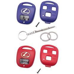 Cutting Not Required - Replacement Key Fob Keyless Entry Remote Control Key Case Fit for Lexus ES GS GX IS LS LX RX SC Car Key Fob Shell Cover (1 Blue + 1 Red)