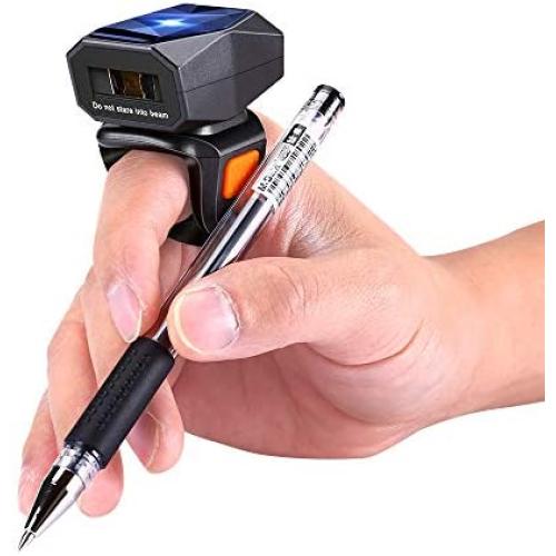 Eyoyo 1D Bluetooth Wearable Ring Barcode Scanner, Portable Mini Finger Bar Code Reader with 2.4GHz Wireless & USB Wired Connection for iPhone iPad Android iOS, for Book, Warehouse Inventory, Express