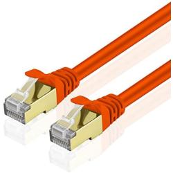 TNP Cat6 Ethernet Patch Cable (20 Inch) - Professional Gold Plated Snagless RJ45 Connector Computer Networking LAN Wire Cord Plug Premium Shielded Twisted Pair (Orange)