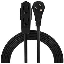 GE, Black, 8 ft Extension Cord, 3 Outlet, Flat Plug, Grounded, 16 Gauge, UL Listed, 56991, 1 Pack