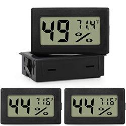 Mini Hygrometer Thermometer Portable Digital Electronic Temperature Humidity Gauge 4 Pack Indoor Outdoor Thermometer Wireless LCD Display for Greenhouse, Garden, Guitar Box, Kitchen, Closet