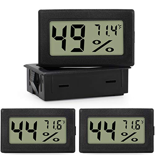 Mini Hygrometer Thermometer Portable Digital Electronic Temperature Humidity Gauge 4 Pack Indoor Outdoor Thermometer Wireless LCD Display for Greenhouse, Garden, Guitar Box, Kitchen, Closet