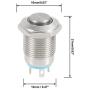 uxcell Momentary Metal Push Button Switch 12mm Mounting Dia 2A 1NO 3-6VAC/DC Blue LED Light