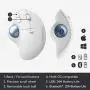 Logitech ERGO M575 Wireless Trackball Mouse, Easy thumb control, Precision and smooth tracking, Ergonomic comfort design, Windows/Mac, Bluetooth, USB - Off White