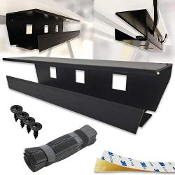 Under Desk Cable Management Tray (Pack of 2), Black, 2 Mounting Options Tape/Screws, Organizer Rack for Cords/Wires/Power Strip/Power Bricks, Built Sturdy and Wide to Fit All Your Under Desk Clutter