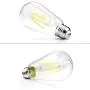 Dimmable Ascher Vintage LED Edison Bulbs, 6W, Equivalent 60W, Bright Daylight White 4000K, ST58 Antique LED Filament Bulbs, E26 Medium Base, Clear Glass, Pack of 6