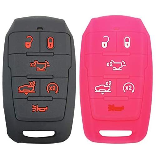 2X Coolbestda 6B Smart Key Fob Rubber Case Pouch Glove Skin Jeans Cover Remote Holder for 2019 2020 2021 Dodge Ram 1500 Limited Laramie Longhorn