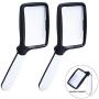 Large Handheld Page Magnifying Glass Folding Reading Magnifier with Light 2X with 5 LED Illuminated Lighted Jumbo Magnifier for Seniors Reading, Map, Macular Degeneration (2 Pack, Black and White)