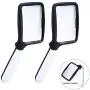 Large Handheld Page Magnifying Glass Folding Reading Magnifier with Light 2X with 5 LED Illuminated Lighted Jumbo Magnifier for Seniors Reading, Map, Macular Degeneration (2 Pack, Black and White)