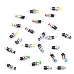 CenryKay 24Pcs 1A 250V AC 2 Pins SPS-110 Momentary Mini Push Button Switch Normal Open Button Switch Copper Foot 7MM