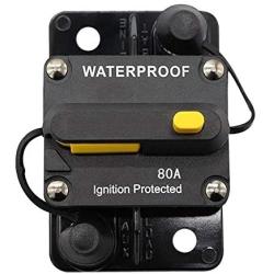 ANJOSHI 80Amp Waterproof Circuit Breaker 30A-300A with Manual Reset Suitable for Car Rv Marine Automotive Stereo Audio Electronic System
