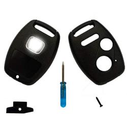 This 3 Buttons Replacement for Key Fob Keyless Entry Remote Shell Case with Screwdriver Fit for Honda Accord Crosstour/Civic/CR-V/CR-Z/Fit/Odyssey (2+1 Buttons, Black)