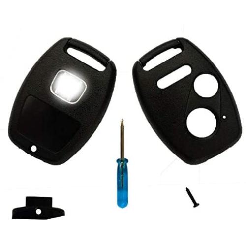 This 3 Buttons Replacement for Key Fob Keyless Entry Remote Shell Case with Screwdriver Fit for Honda Accord Crosstour/Civic/CR-V/CR-Z/Fit/Odyssey (2+1 Buttons, Black)