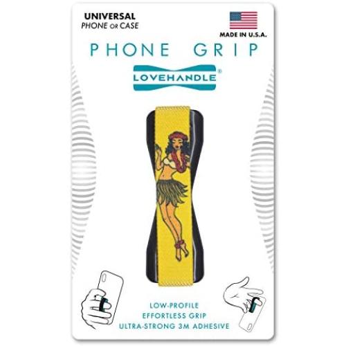LoveHandle Universal Phone Grip for Most Smartphones, Mini Tablets and Cases, Hula Girl Design Elastic Strap with Black Base, lh-01-hulagirl