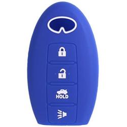 XUHANG Sillicone key fob Skin key Cover Remote Case Protector Shell for Infiniti EX35 FX50 G35 G37 M45 QX56 FX50 M35 M56 QX60 QX80 Smart Remote 4 Button Blue