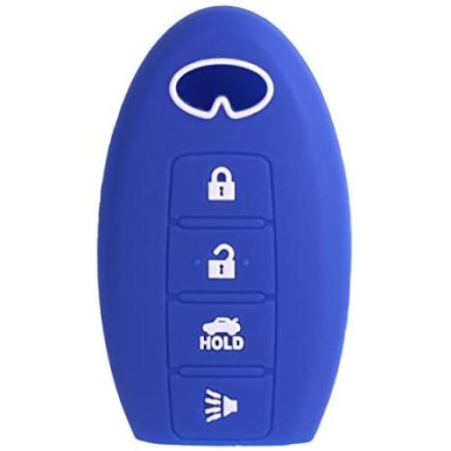 XUHANG Sillicone key fob Skin key Cover Remote Case Protector Shell for Infiniti EX35 FX50 G35 G37 M45 QX56 FX50 M35 M56 QX60 QX80 Smart Remote 4 Button Blue
