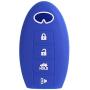 XUHANG Sillicone key fob Skin key Cover Remote Case Protector Shell for Infiniti EX35 FX50 G35 G37 M45 QX56 FX50 M35 M56 QX60 QX80 Smart Remote 4 Button Blue