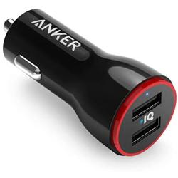 Anker Car Charger, Mini 24W 4.8A Metal Dual USB Car Charger, PowerDrive 2 Alloy Flush Fit Car Adapter with Blue LED, for iPhone XR/Xs/Max/X/8/7/Plus, iPad Pro/Air 2/Mini, Galaxy, LG, HTC and More