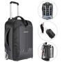 Neewer 2-in-1 Convertible Wheeled Camera Backpack Luggage Trolley Case with Double Bar, Anti-shock Detachable Padded Compartment for SLR/DSLR Cameras, Tripod, Lens and Other Accessories (Black/Grey)