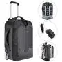 Neewer 2-in-1 Convertible Wheeled Camera Backpack Luggage Trolley Case with Double Bar, Anti-shock Detachable Padded Compartment for SLR/DSLR Cameras, Tripod, Lens and Other Accessories (Black/Grey)