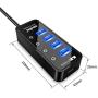 USB 3.0 Hub, atolla 4 Ports Super Speed USB 3 Hub Splitter with On Off Switch with 1 USB Charging Port (Cable Length 2 Feet, No AC Adapter) (4-Port hub)
