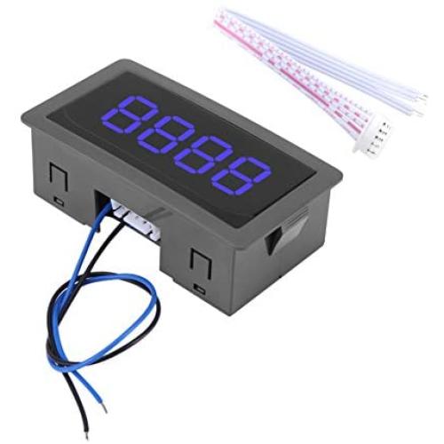 Digit Counter, DC 8-24V 4 Digit LED Digital Display 0-9999 Up/Down Plus/Minus Panel Counter Meter with Cable (Blue)