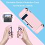 BRHE Pink Travel Carrying Case Accessories Kit for Nintendo Switch with Hard Protective Cover, Glass Screen Protector, Ultra-Thin Adjustable Stand and Thumb Grip Caps 10 in 1