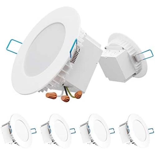 Sunco Lighting 4 Pack 4 Inch Slim LED Downlight, Integrated Junction Box,10W=60W, 650 LM, Dimmable, 3000K Warm White, Recessed Jbox Fixture, IC Rated, Simple Retrofit Installation - ETL & Energy Star