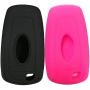 Silicone Car Remote Key Case for Ford Fusion Mustang F-150 F-250 F-350 F-450 F-550 2017 2018 2019 2020 Cover Keyless Fob Shell Skin Holder (Black+Pinkish)