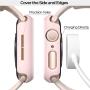 pzoz Compatible for Apple Watch Series 6/5 /4 /SE 44mm Case with Screen Protector Accessories Slim Guard Thin Bumper Full Coverage Matte Hard Cover Defense Edge for Women Men GPS iWatch (Pink)