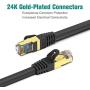 Tera Grand - 3FT - Premium CAT7 Double Shielded 10 Gigabit 600MHz Ethernet Patch Cable for Modem Router LAN Network, Gold Plated Shielded RJ45 Connectors, Faster Than CAT6a CAT6 CAT5e, Black