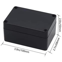 Zulkit Project Box ABS Plastic IP65 Waterproof Dustproof Electrical Junction box Enclosure Black 3.94 x 2.68 x 1.97 inch (100X68X50mm) (Pack of 2)