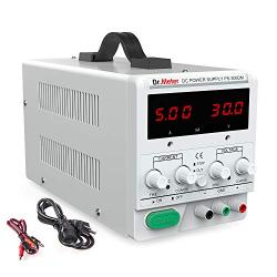 Dr.meter 30V/5A Variable Linear DC Bench Power Supply Single-Output 110V/220V Switching with Alligator Leads Included, US 3-Prong Cable,PS305DM for Lab Equipment