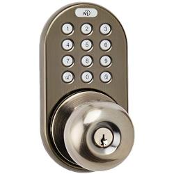 MiLocks TKK-02AQ Digital Door Knob Lock with Electronic Keypad for Interior Doors, Antique Brass