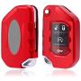 Royalfox(TM) 2/3/4 Buttons Soft TPU flip Folding Remote Key Fob case Cover for Jeep 2020 2021 Gladiator JT Sahara JLU, for 2018 2019 2020 2021 Jeep Wrangler JL JLU Rubicon (red)