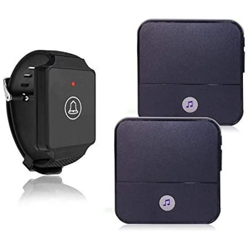 Wireless Caregiver Pager Watch Call Button in Home Nurse Alert Pager Personal Help Alert for Caregivers Patients Elderly 1 Watch Call Button 2 plugin Receivers