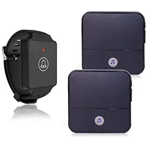 Wireless Caregiver Pager Watch Call Button in Home Nurse Alert Pager Personal Help Alert for Caregivers Patients Elderly 1 Watch Call Button 2 plugin Receivers