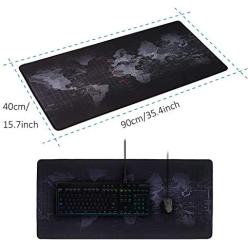 Halomy Gaming Mouse Pad - Large Desk Pad Mouse Pad with Non-Slip Natural Rubber Base, Double Weave Fabric Surface Design - Tight and Smooth, Fit Any Mouse, Keyboard and Laptop (90x40 Map)