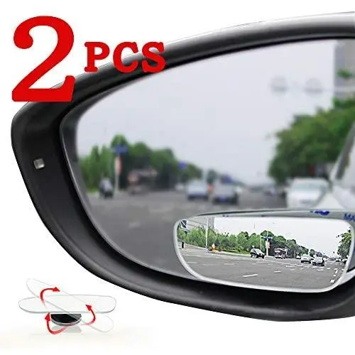 Car blind spot mirror 2PCS, long frameless high-definition glass convex rearview mirror, 360°rotation adjustment, suitable for all cars, off-road vehicles, trucks and trucks